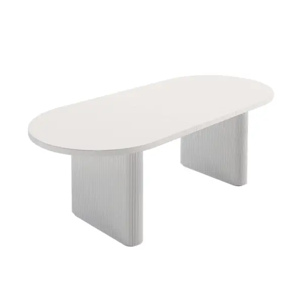 1600mm-2000mm Oval Extendable White Dining Table Butterfly Leaf 6 Seater - Image 12