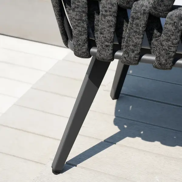 7 Pieces Aluminum Outdoor Dining Set with Extendable Ceramic Top Table Woven Armchair - Image 6