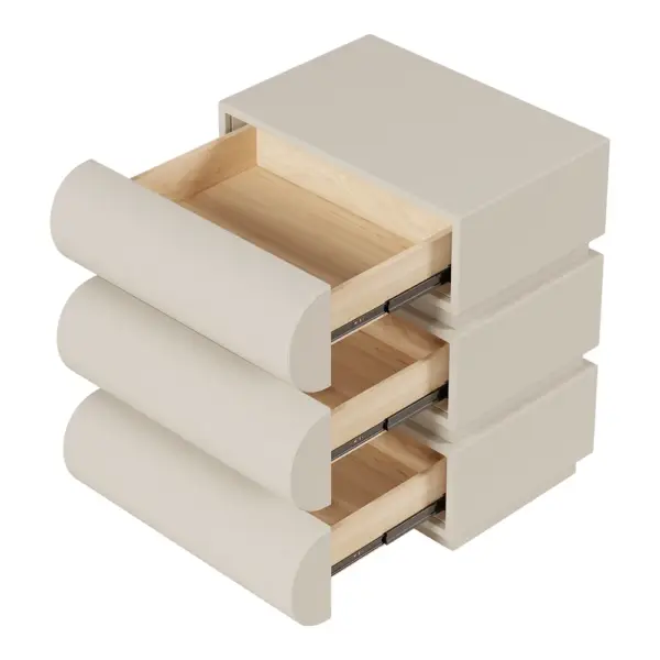 Humply Modern White Leather Smart Bedside Table with Wireless Charger Drawers Nightstand - Image 9