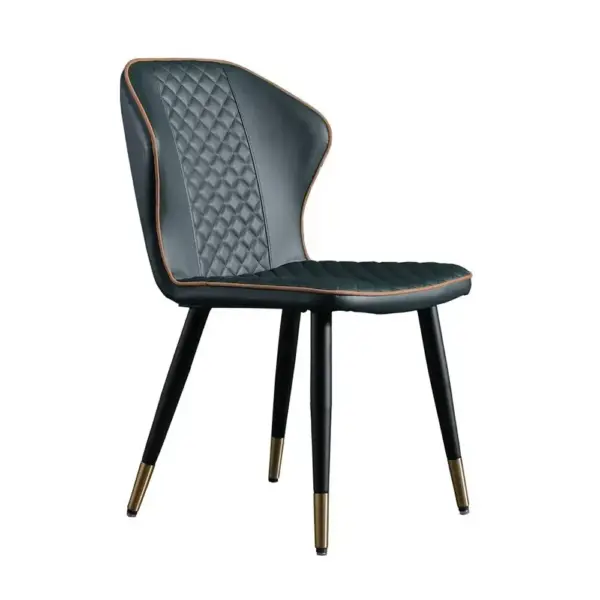 Dark Green Modern PU Leather Wingback Dining Chair (Set of 2) Carbon Steel Leg - Image 7