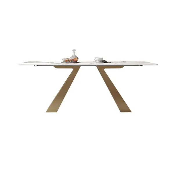2000mm Contemporary White Rectangular Sintered Stone Dining Table X-Base Dinner Table - Image 5