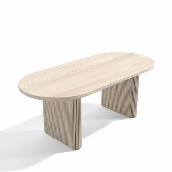 1600mm-2000mm Oval Extendable Whitewash Dining Table Butterfly Leaf 6 Seater - Image 4