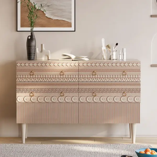 1200mmW Boho Accent Dresser & Chest 6 Drawer Storage Cabinet - Image 3