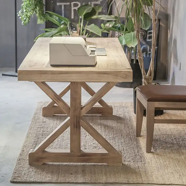 1500mm Farmhouse Wooden Standing Writing Desk in Natural Trestle - Image 3