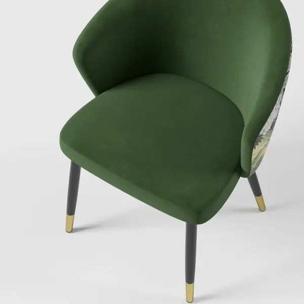 Green Upholstered Velvet Dining Chair Modern Arm Chair in Gold & Black - Image 8