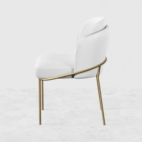 Linenic White Dining Chair Modern Cotton&Linen Upholstered Side Chair in Gold - Image 10