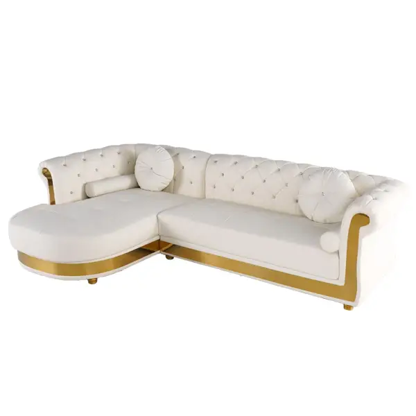Dodiy Modern L-Shaped White Corner Sectional Sofa 5-Seater Leather with Chaise Pillows - Image 10