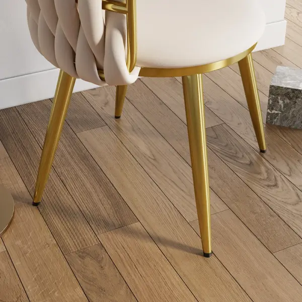 Sweave Nordic Off White Barrel Back Dining Chair Round Accent Chair Velvet Upholstery - Image 12