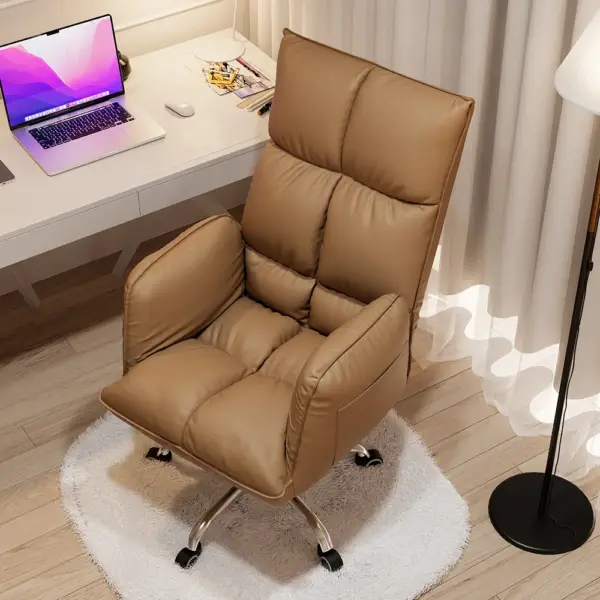 Modern PU Leather Task Chair Upholstered Swivel Office Chair Height Adjustable - Image 3
