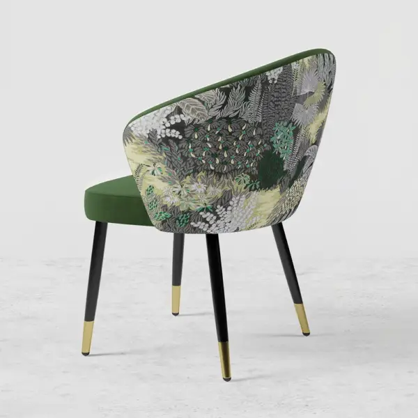 Green Upholstered Velvet Dining Chair Modern Arm Chair in Gold & Black - Image 14