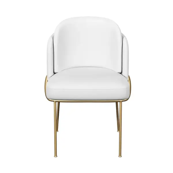 Linenic White Dining Chair Modern Cotton&Linen Upholstered Side Chair in Gold - Image 8