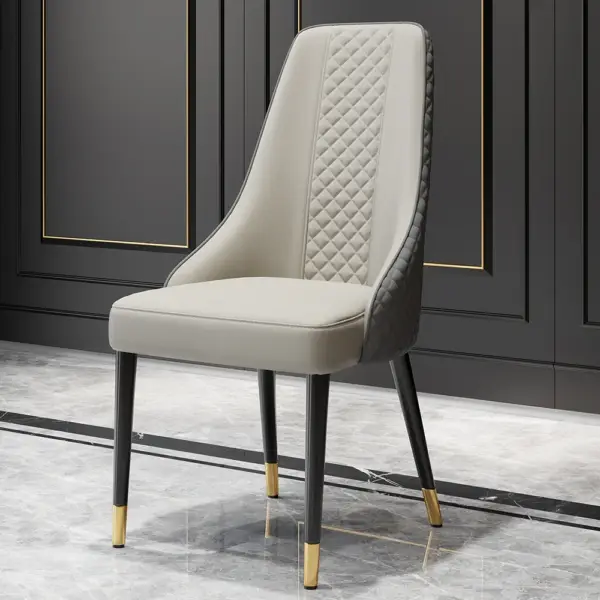 Diamic Modern Grey Dining Chairs Set of 2 Upholstered Faux Leather High Back - Image 2