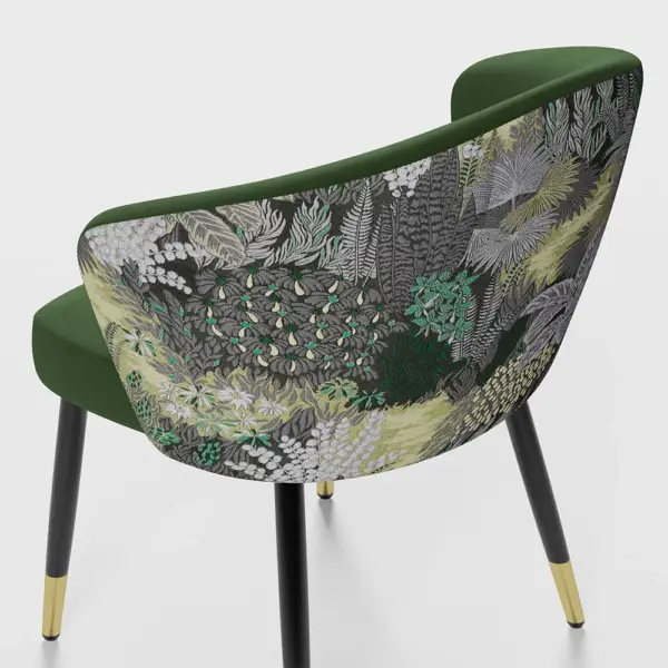 Green Upholstered Velvet Dining Chair Modern Arm Chair in Gold & Black - Image 13
