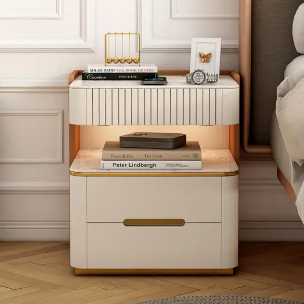 Vailora Modern Smart Nightstand with Wireless Charger & Sensor Light Bluetooth Speakers - Image 2