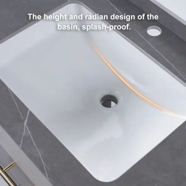Modern 1000mm Floating Black Bathroom Vanity Stone Top Wall Mounted Bathroom Cabinet - Image 7