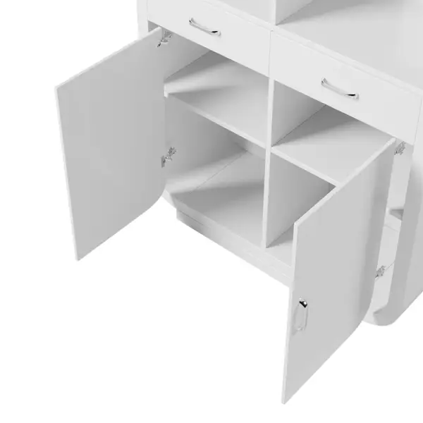 2010mm White Bookcase with Doors Modern Etagere Bookcase with Drawers - Image 10