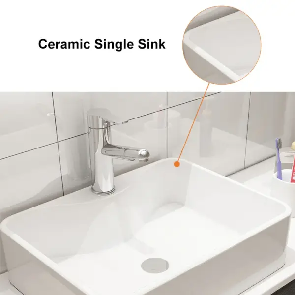800mm Black & White Floating Bathroom Vanity Faux Marble Top Ceramic Countertop Basin - Image 11