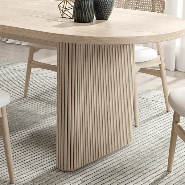 1600mm-2000mm Oval Extendable Whitewash Dining Table Butterfly Leaf 6 Seater - Image 6