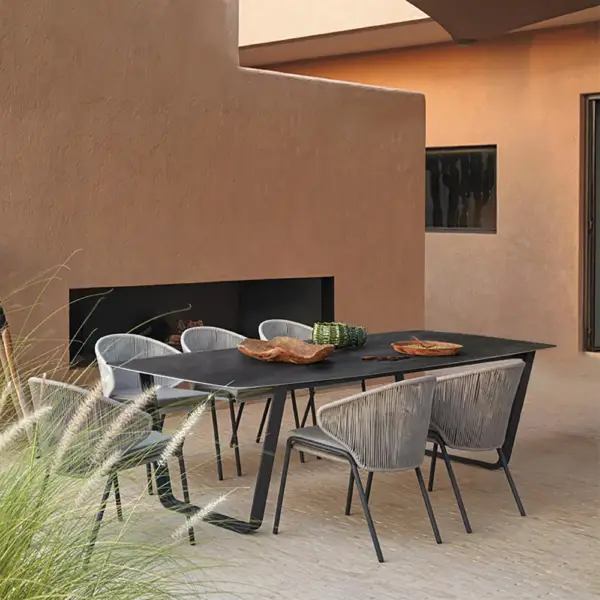 7-Pieces Woven Rattan Outdoor Patio Dining Set with Rectangle Table and 6 Armchairs - Image 4
