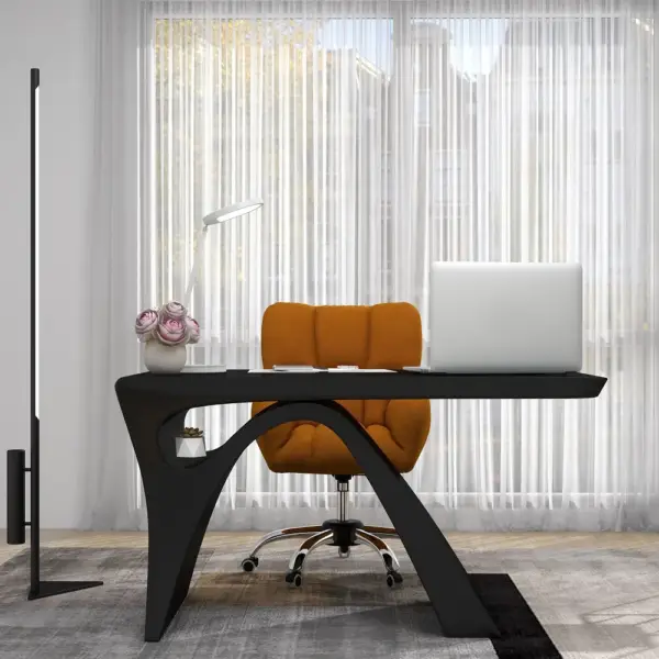 1400mm Modern Rectangular Black Computer Desk Office Desk with Pedestal Base - Image 7