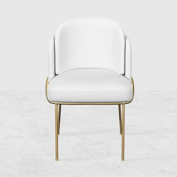 Linenic White Dining Chair Modern Cotton&Linen Upholstered Side Chair in Gold - Image 12