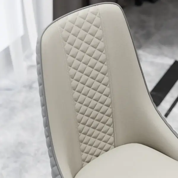 Diamic Modern Grey Dining Chairs Set of 2 Upholstered Faux Leather High Back - Image 7