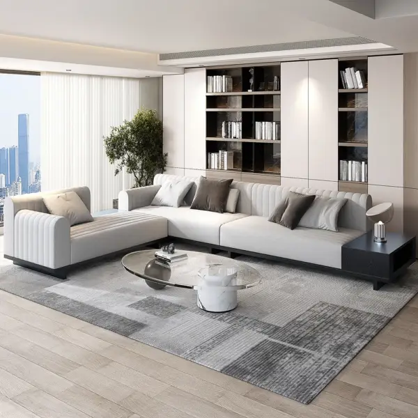3980mm Modern Corner L-Shaped Sectional Sofa Cotton & Linen with Side Open Storage - Image 4