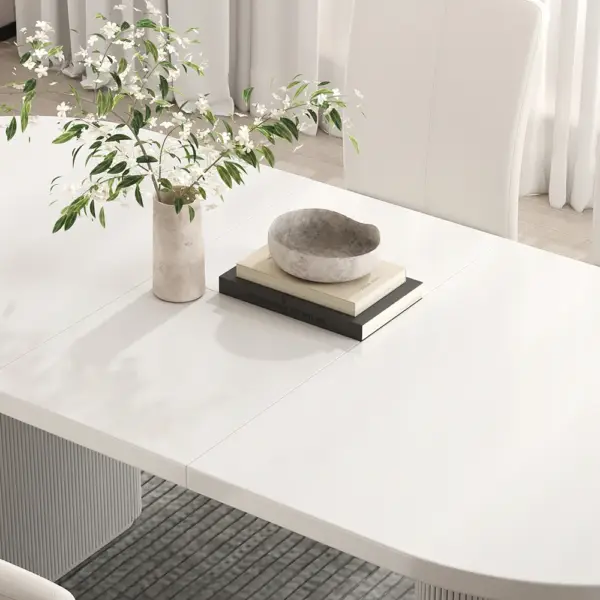 1600mm-2000mm Oval Extendable White Dining Table Butterfly Leaf 6 Seater - Image 3