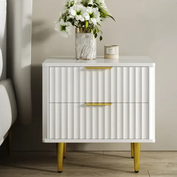 Modern White 6 Drawer Dresser and 2 Drawer Nightstand Bedroom Set - Image 8