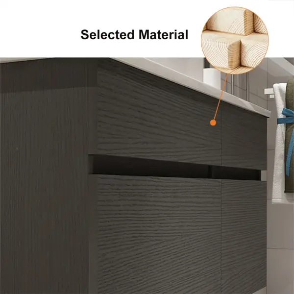 800mm Black & White Floating Bathroom Vanity Faux Marble Top Ceramic Countertop Basin - Image 8