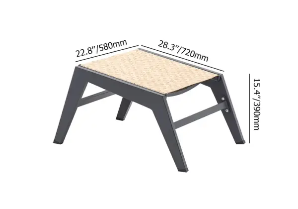 5Pcs Rustic Rattan Aluminum Outdoor Patio Lounge Chair Set Round Coffee Table & Stool - Image 18