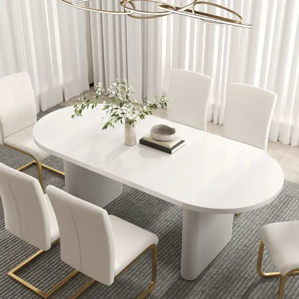1600mm-2000mm Oval Extendable White Dining Table Butterfly Leaf 6 Seater - Image 2