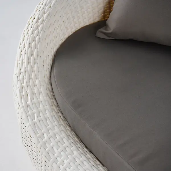 White Woven Rattan Round 1910mm Outdoor Sofa with Cushion & Pillow and Curved Back - Image 13