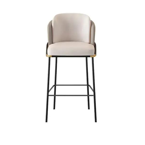 Linenic Gray PU Leather Modern Breakfast Bar Stool with Back & Footrest - Image 6