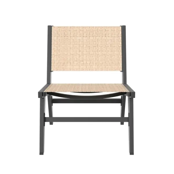 5Pcs Rustic Rattan Aluminum Outdoor Patio Lounge Chair Set Round Coffee Table & Stool - Image 7
