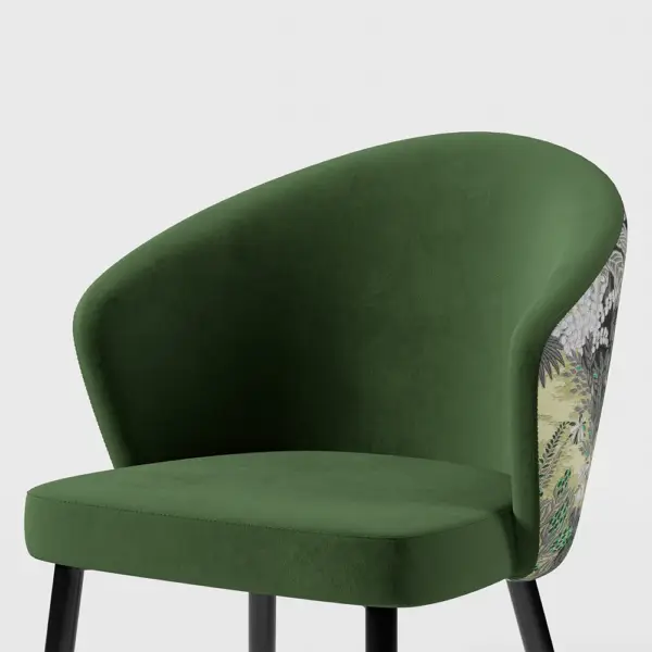 Green Upholstered Velvet Dining Chair Modern Arm Chair in Gold & Black - Image 11