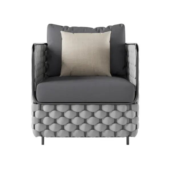 Martic 4Pcs Aluminum Rope Outdoor Sofa Set with Faux Marble Coffee Table Cushion Pillow - Image 15