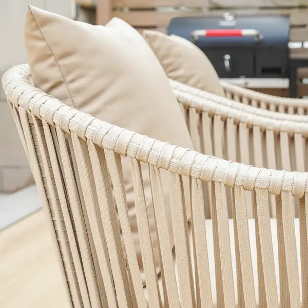 7 Pieces Outdoor Dining Set with Rectangle Table and Woven Rattan Armchair in Natural - Image 8