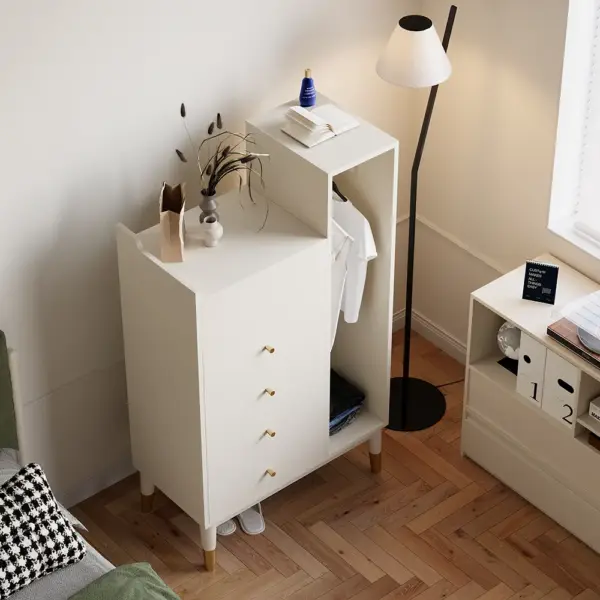 Modern White Mirrored Dresser Chifforobe Wardrobe Closet with 4 Drawers - Image 4