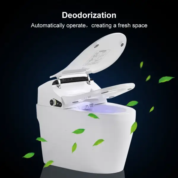 Black One-Piece Floor Mounted Elongated Smart Toilet & Bidet with Seat Horizontal Outlet - Image 25