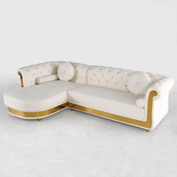 Dodiy Modern L-Shaped White Corner Sectional Sofa 5-Seater Leather with Chaise Pillows - Image 6