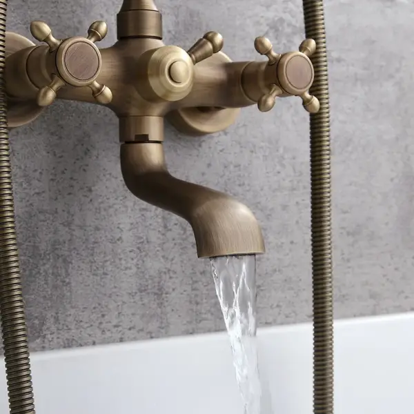 Chester Classic Style Antique Brass Wall Mount Clawfoot Tub Filler with Hand Shower - Image 11
