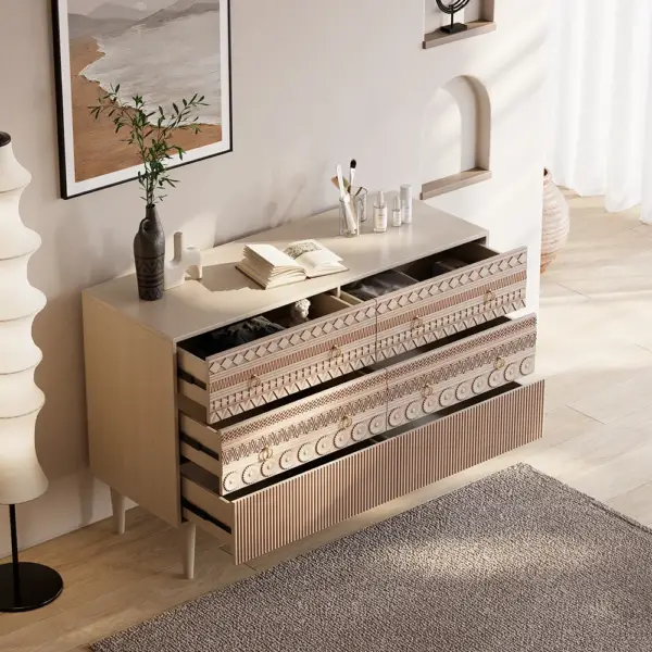 1200mmW Boho Accent Dresser & Chest 6 Drawer Storage Cabinet - Image 4