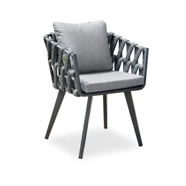 7 Pieces Aluminum Outdoor Dining Set with Extendable Ceramic Top Table Woven Armchair - Image 10