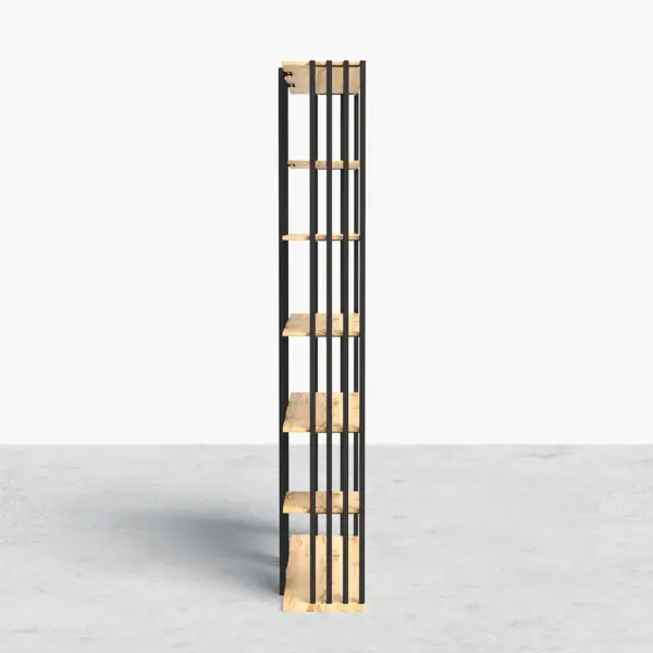 2000mm Modern Natural Etagere Bookcase 6-Tier Bookshelf Display in Black Finish - Image 16