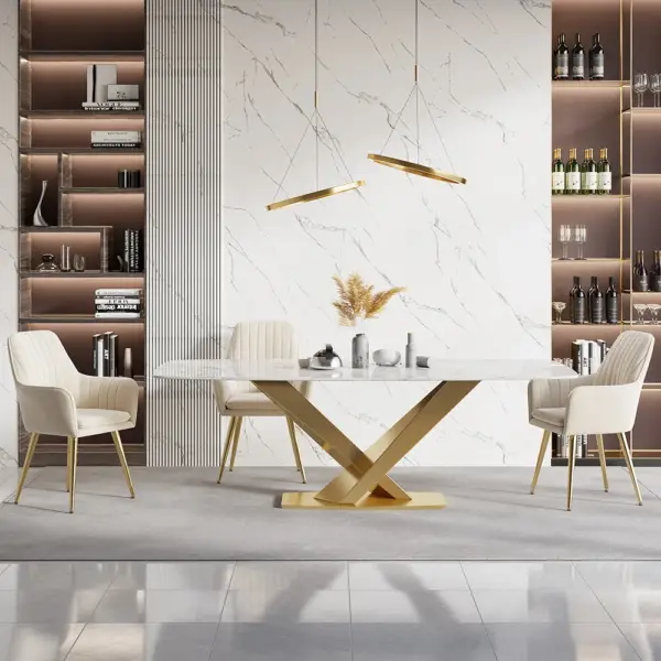 Modern Dining Chair Beige Velvet Upholstered Dining Chairs With Arms (Set of 2) - Image 18