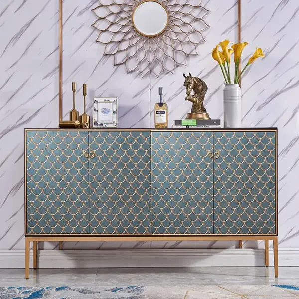 Modern Cabinet Scale Patterned Sideboard Buffet with Doors & Shelves in Large - Image 2