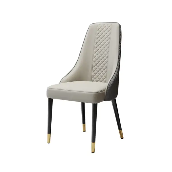 Diamic Modern Grey Dining Chairs Set of 2 Upholstered Faux Leather High Back - Image 8