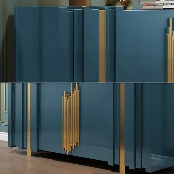 Aurea 1600mm Light Luxury Sideboard Green Rectangular Buffet 2 Doors 2 Shelves in Gold - Image 7