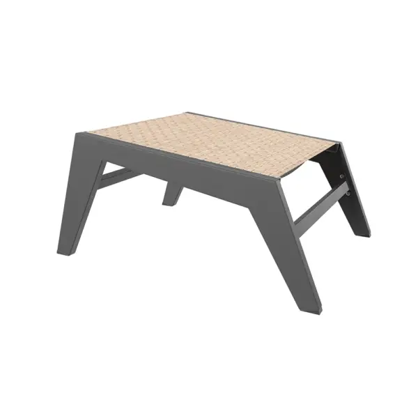 5Pcs Rustic Rattan Aluminum Outdoor Patio Lounge Chair Set Round Coffee Table & Stool - Image 10
